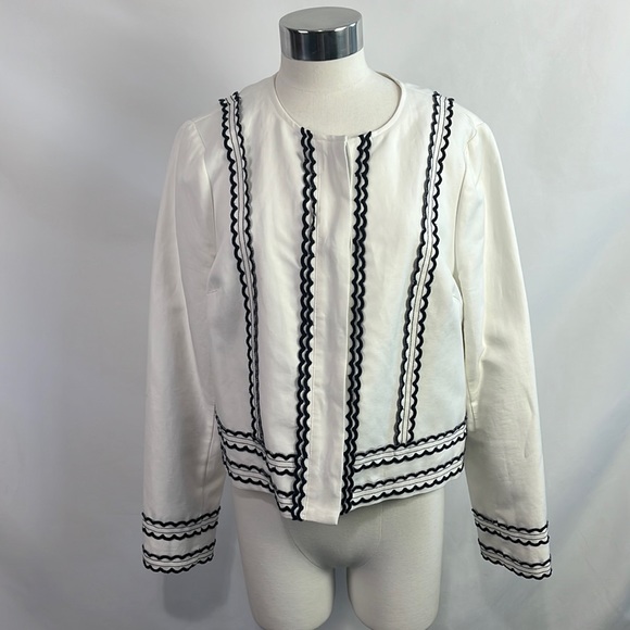 Boden Jackets & Coats Boden Cream With Navy Trim Jacket Poshmark